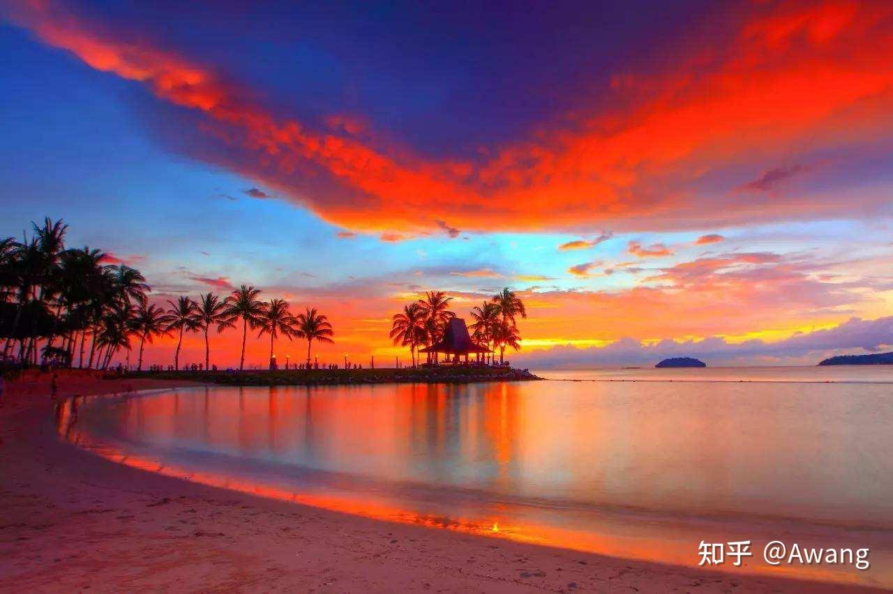 湖丹绒亚路海滩日落